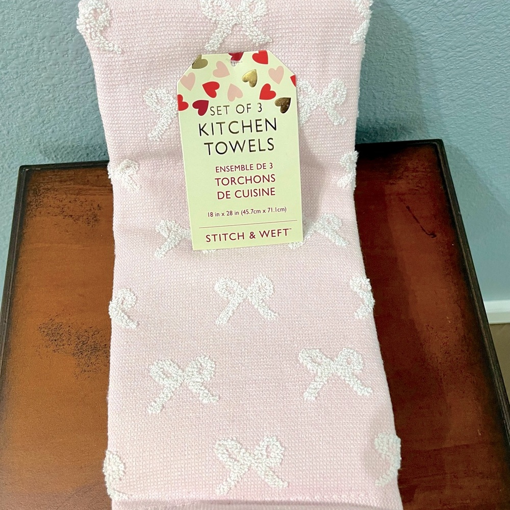 Pink Bow Coquette Kitchen Towels
